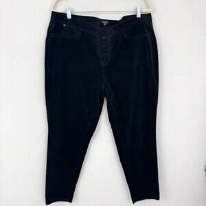 Talbots Womens Pull On Pants Size 2XP Velvet Cotton Stretch Winter Black